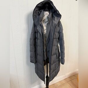 DKNY Charcoal Hooded Puffer Jacket